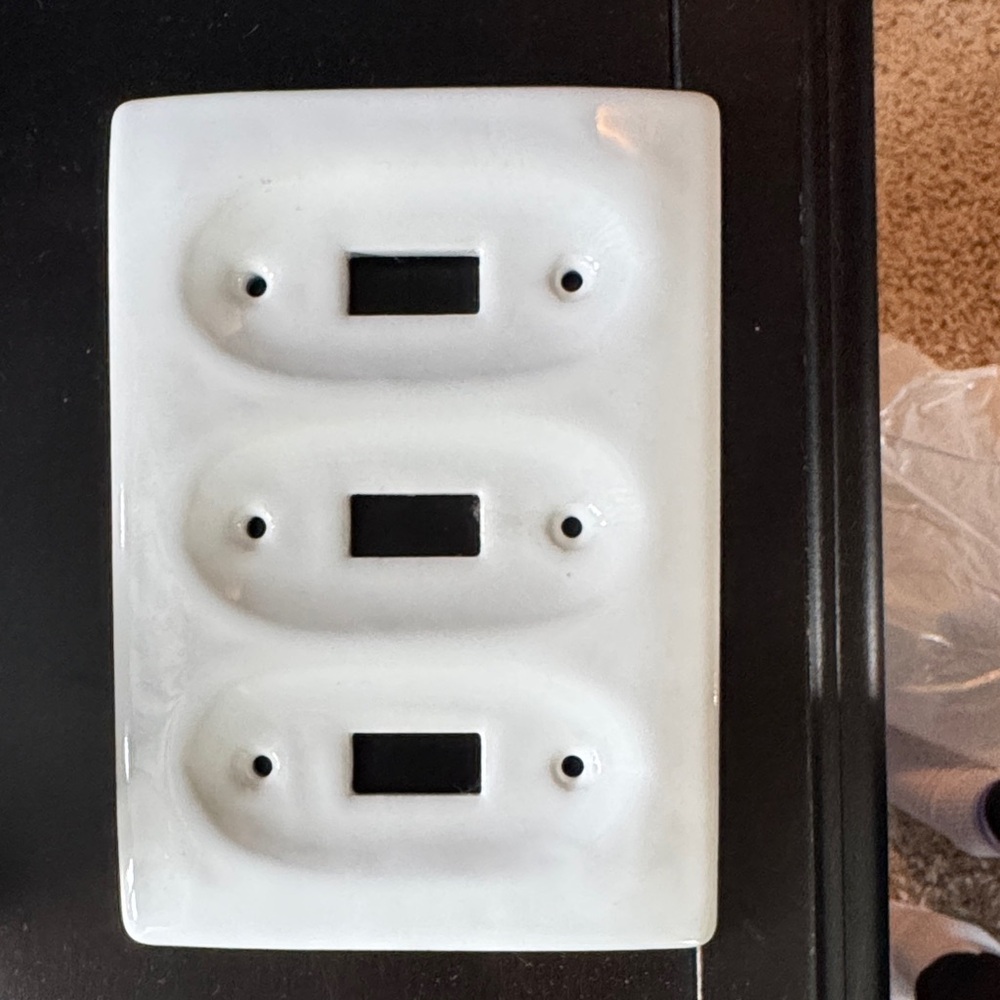 White Porcelein Triple Toggle Wall Plate Cover - Home Wall Decor